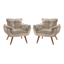 Ver imagem 1 de Kit 2 poltrona opala bege suede decorativa para sala escritório Moveis-Trida