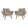 Kit 2 poltrona opala bege suede decorativa para sala escritório Moveis-Trida - 1