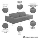 Ver imagem 3 de Sofá Ilha Modular com Puff para Sala Living 252cm Georgia K04 Veludo Cinza - Mpozenato