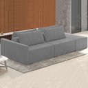 Ver imagem 2 de Sofá Ilha Modular com Puff para Sala Living 252cm Georgia K04 Veludo Cinza - Mpozenato