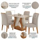 Ver imagem 6 de Conjunto Mesa de Jantar com 4 Cadeiras Estofadas e Tampo de Vidro 120x80x80cm Bege/Mel