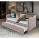 Ver imagem 1 de Sofá Cama em Madeira Maciça com Revestimento de Tecido Veludo Pávia Dubai Php Mobilia - Bege -