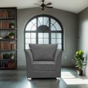 Ver imagem 1 de Poltrona Decorativa para Quarta, Sala e Escritorio Lisboa Suede Cinza Escuro- Modena Decor