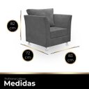 Ver imagem 3 de Poltrona Decorativa para Quarta, Sala e Escritorio Lisboa Suede Cinza Escuro- Modena Decor
