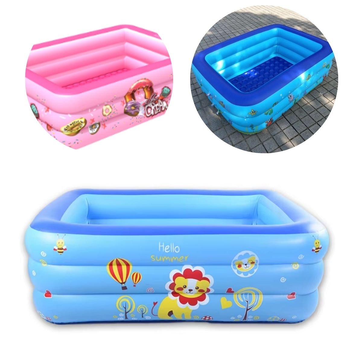 Piscina Inflável Infantil 150x105x55cm Personagens Banheira:rosa - 7