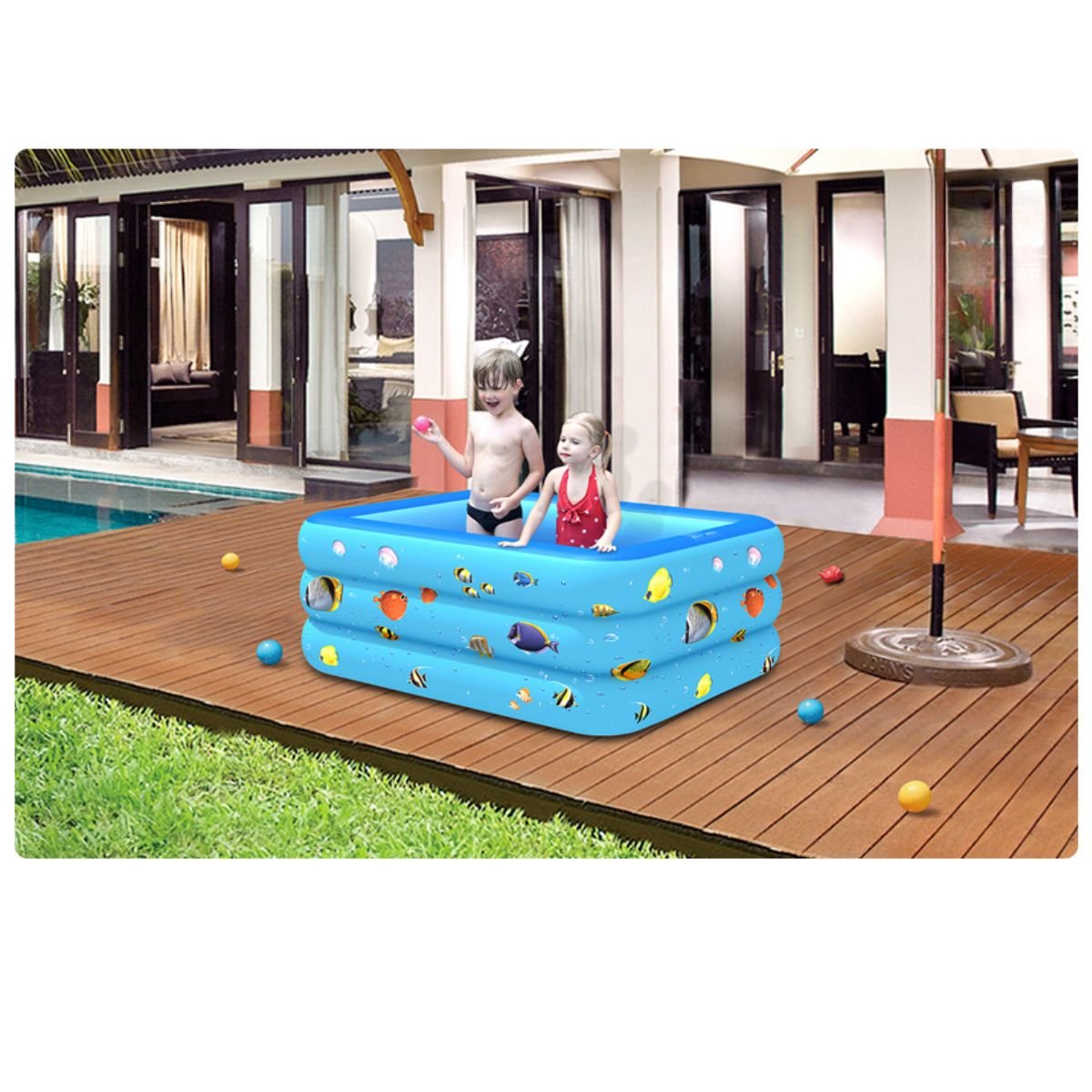 Piscina Inflável Infantil 150x105x55cm Personagens Banheira:rosa - 5