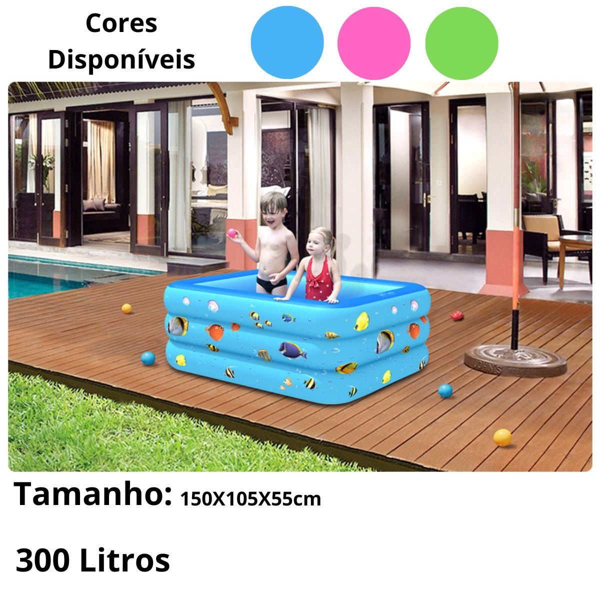 Piscina Inflável Infantil 150x105x55cm Personagens Banheira:rosa - 2