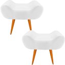 Ver imagem 1 de Kit 02 Puff Decorativo Leticia Suede Branco Pés Palito House