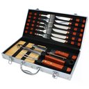 Ver imagem 1 de Jogo de 17 pecas para churrasco Gourmet com cabo em madeira e maleta em aluminio L47xP20xA7cm