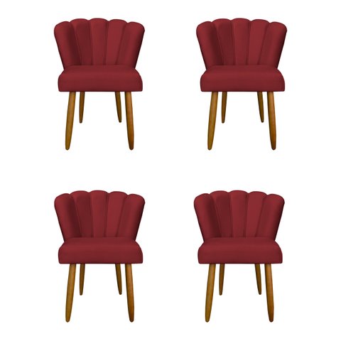 Kit 4 Cadeiras para Mesa de Jantar Flor - Balaqui Decor Cor:vermelho