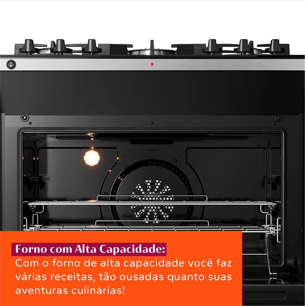 Fogão Brastemp 5 Bocas Preto com Mesa de Vidro, Função Air Fryer e Turbo Chama - Bfs5lae 110v - 9