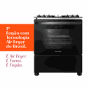 Ver imagem 5 de Fogão Brastemp 5 Bocas Preto com Mesa de Vidro, Função Air Fryer e Turbo Chama - Bfs5lae 110v