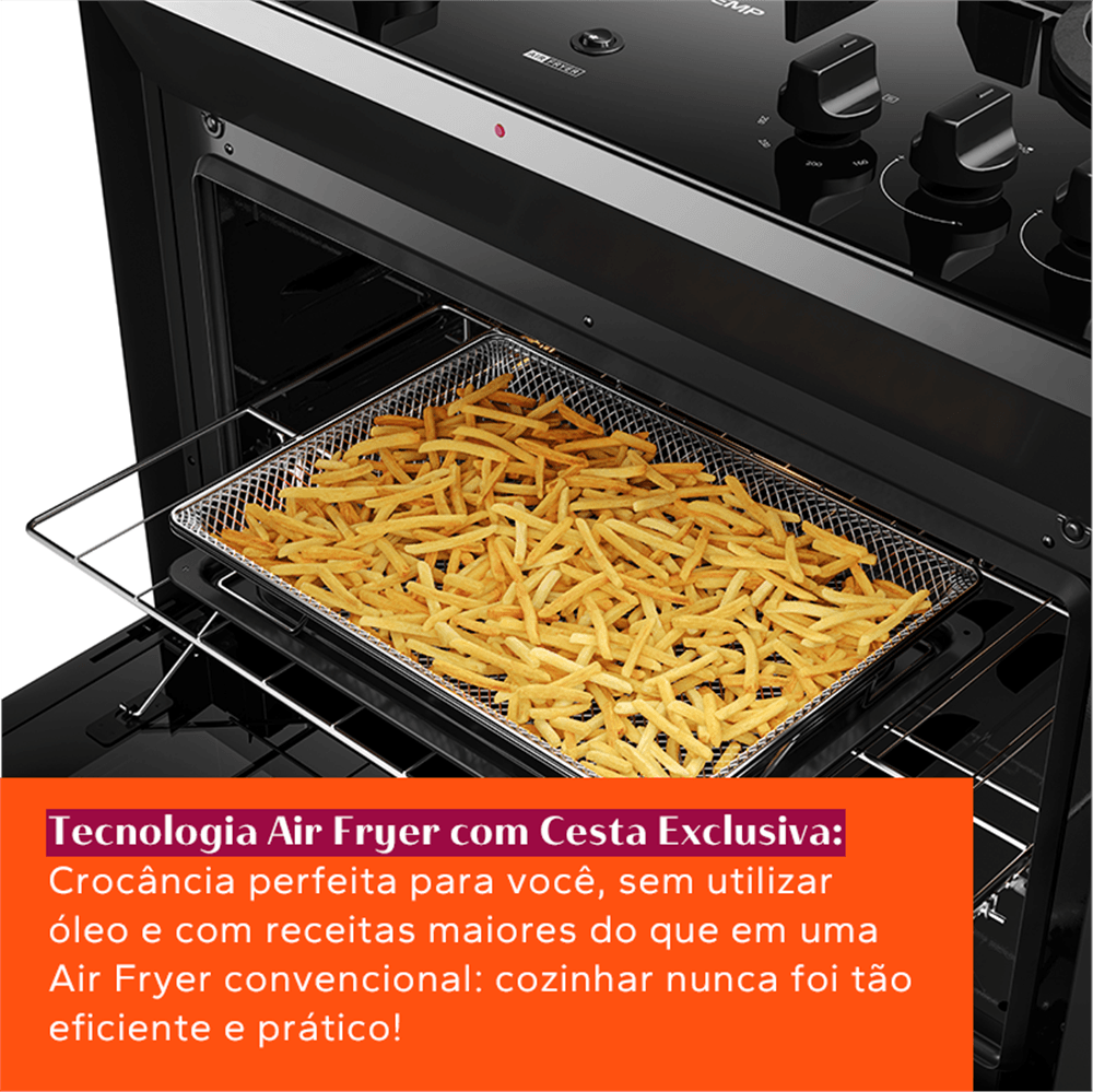 Fogão Brastemp 5 Bocas Preto com Mesa de Vidro, Função Air Fryer e Turbo Chama - Bfs5lae 110v - 7