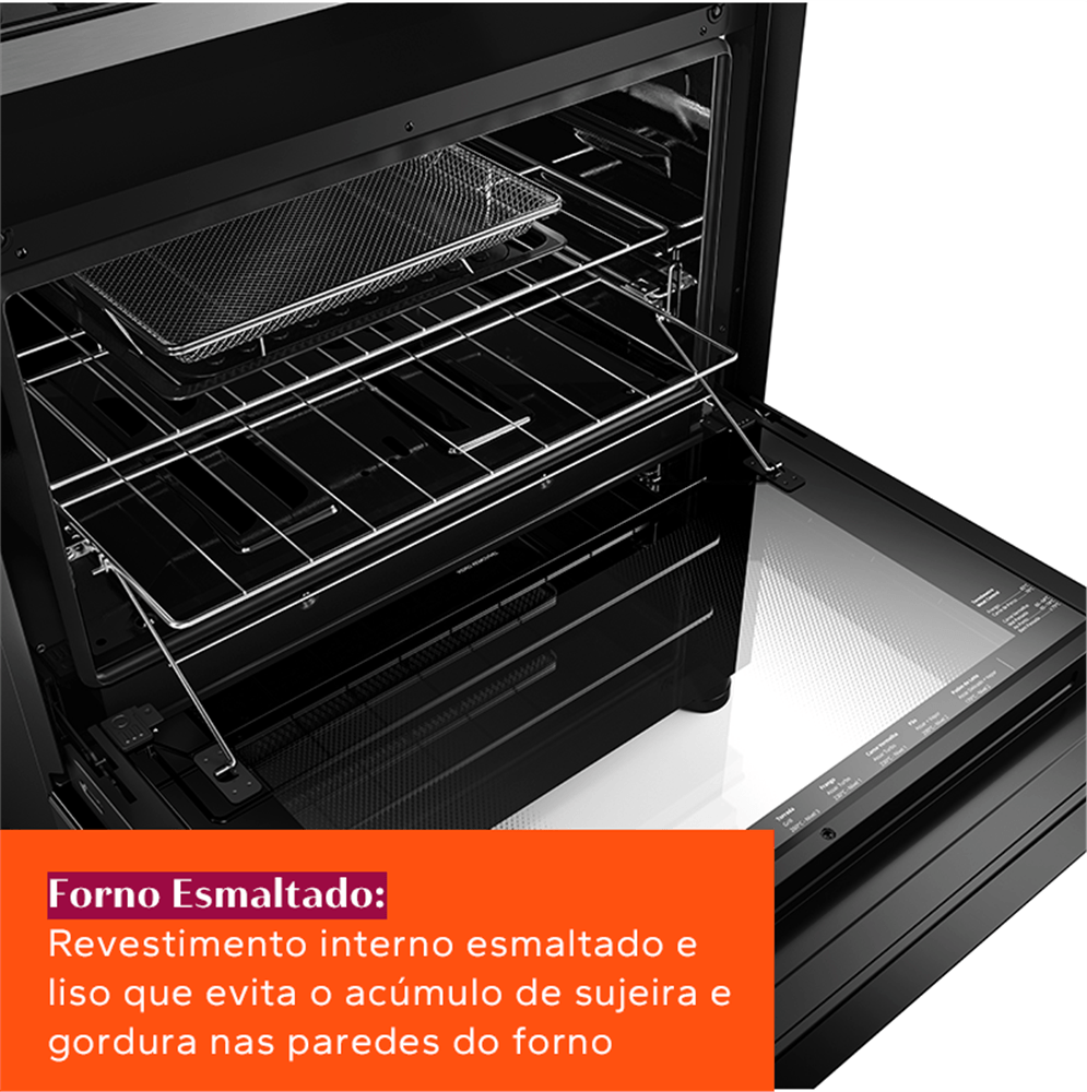 Fogão Brastemp 5 Bocas Preto com Mesa de Vidro, Função Air Fryer e Turbo Chama - Bfs5lae 110v - 12