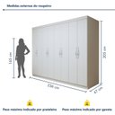 Ver imagem 3 de Guarda-Roupa Casal 8 Portas 6 Gavetas 100% MDF 236cm Linha Serenata Branco