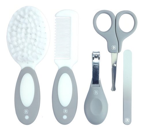 Kit Higiene Bebe 5 Peças com Necessaire Cinza Pimpolho - 2