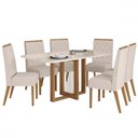 Ver imagem 2 de Mesa de Jantar 6 Lugares Giulia com Vidro Nature/off White/linho - Panorama Móveis