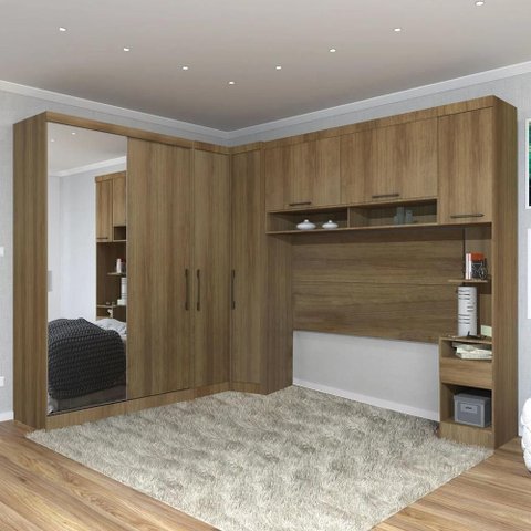 Guarda Roupa Queen Modulado Espelho Cp06 Delphi Avelã L01 - Mpozenato