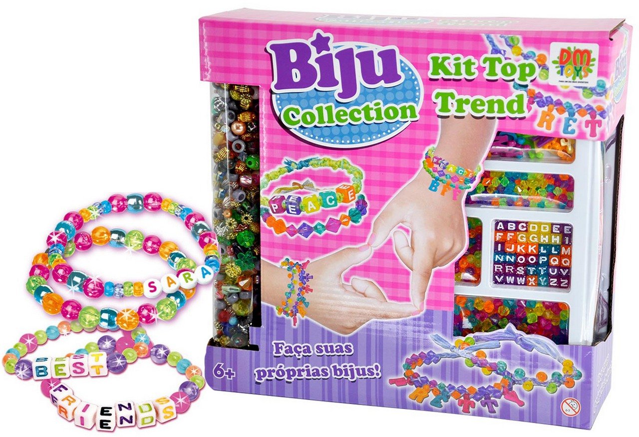 Kit De Miçanga Bijuteria Pulseira Cordão Coleção Infantil Colorido Letras Alfabeto Meninas Biju - 1