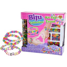 Kit de Miçanga Bijuteria Pulseira Cordão Coleção Infantil Colorido Letras Alfabeto Meninas Biju - 1