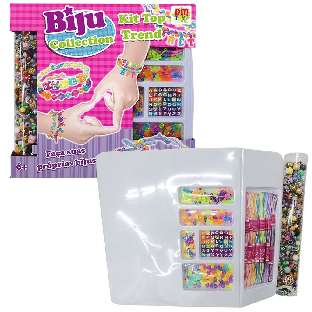 Kit De Miçanga Bijuteria Pulseira Cordão Coleção Infantil Colorido Letras Alfabeto Meninas Biju - 5