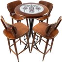 Ver imagem 1 de Cj Mesa Madeira Azulejo 60cm - Bistrô Fixa 98cm + 4 Banquetas 73 - Natural - More Wine