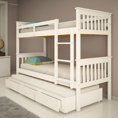 Treliche de Madeira Solteiro com 3 Gavetas de Exclusivo Totalità