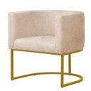 Ver imagem 3 de Kit 4 Poltronas Reforçada Decorativa Sala Estar Jantar Gabriela Base Ferro Dourado Suede Bege