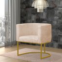 Ver imagem 2 de Kit 4 Poltronas Reforçada Decorativa Sala Estar Jantar Gabriela Base Ferro Dourado Suede Bege