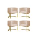 Ver imagem 1 de Kit 4 Poltronas Reforçada Decorativa Sala Estar Jantar Gabriela Base Ferro Dourado Suede Bege
