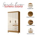 Ver imagem 3 de Guarda Roupa Solteiro Sobral e Cômoda Texas Freijó Off White – Moval