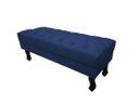 Ver imagem 1 de Recamier Luis Xv Capitonê Retrô 100cm Suede Azul Marinho Pés Madeira Ms Decor