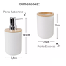 Kit Banheiro Luxo Conjunto Completo 4 Pçs Bambú com Lixeira - 7