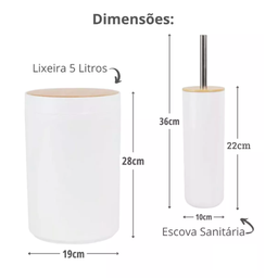 Kit Banheiro Luxo Conjunto Completo 4 Pçs Bambú com Lixeira - 6
