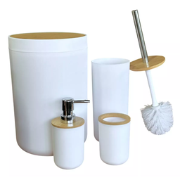 Kit Banheiro Luxo Conjunto Completo 4 Pçs Bambú com Lixeira - 2
