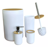 Kit Banheiro Luxo Conjunto Completo 4 Pçs Bambú com Lixeira - 2