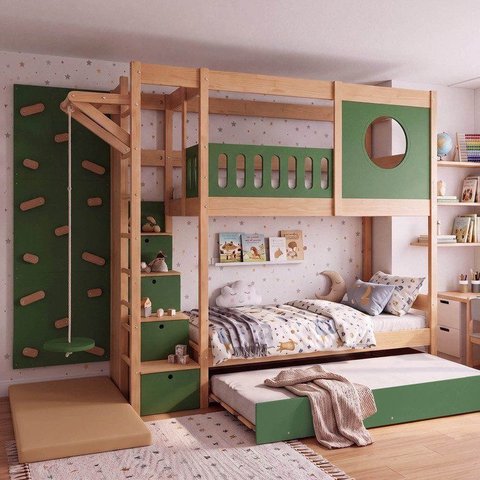 Treliche Active Play com Kit Escalada Infantil Climb Casatema MadeiraOriginals Verde/Madeira Natural