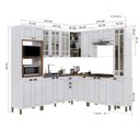 Ver imagem 4 de Cozinha Americana Modulada de Canto Reto Torre Quente Aéreo 120cm e Paneleiro Simples com Vidros Reflecta  Balcão para Pia Sem Tampo Completa Paris