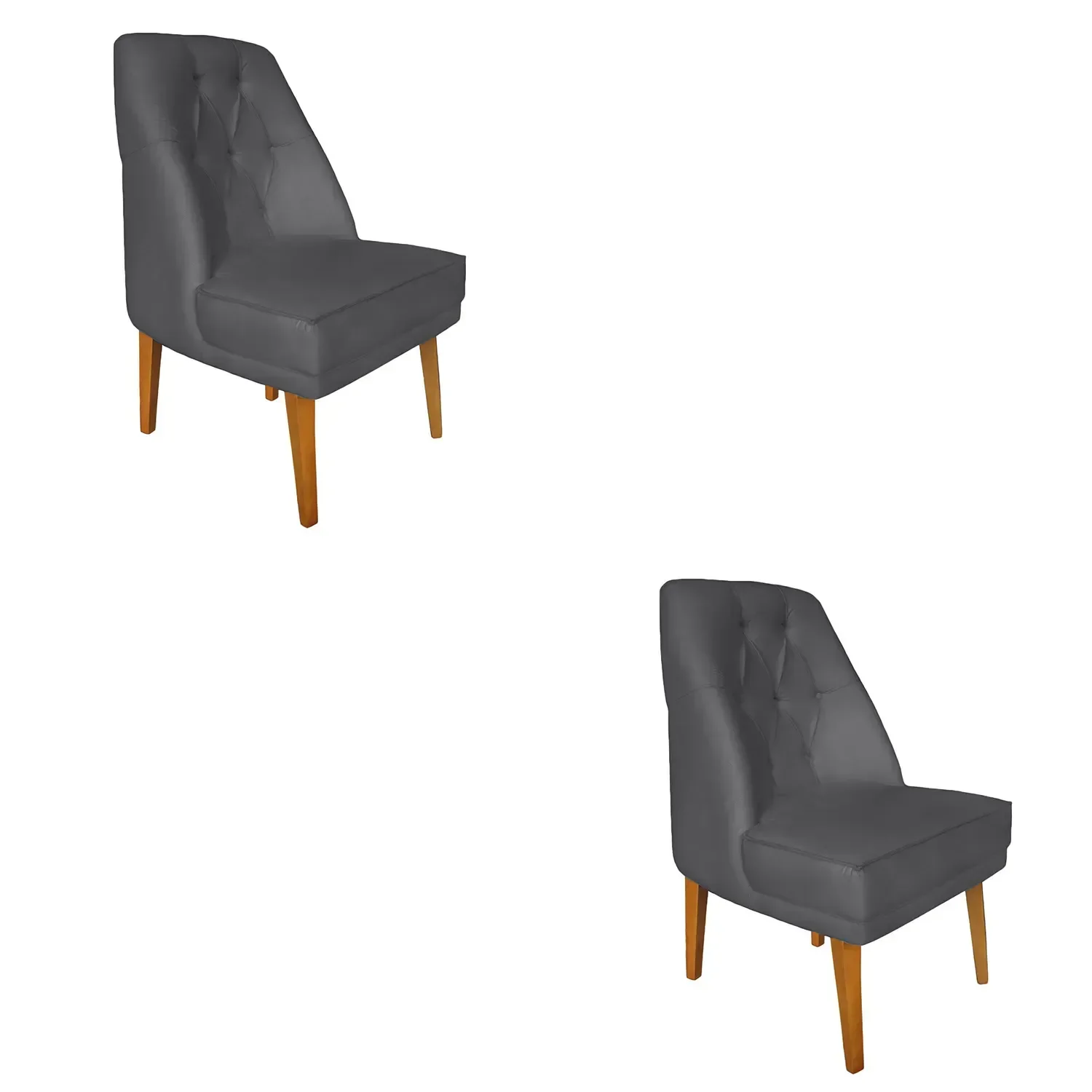 Kit 2 Cadeiras Para Sala De Jantar Escritório Estofada Berlim Retro Suede Cinza Escuro Eli Móveis e 