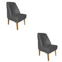 Ver imagem 1 de Kit 2 Cadeiras Para Sala De Jantar Escritório Estofada Berlim Retro Suede Cinza Escuro Eli Móveis e