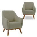 Ver imagem 1 de Kit 2 Poltronas Decorativas em Boucle Verde com Base de Madeira Berenice- Larbelle