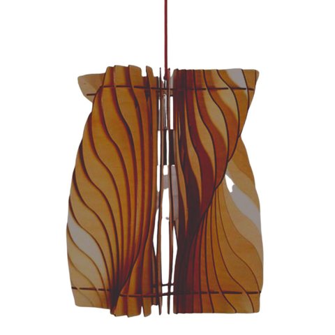 Luminária Teto tipo Pendente HALLEY MDF - Completa - Cor: Marrom