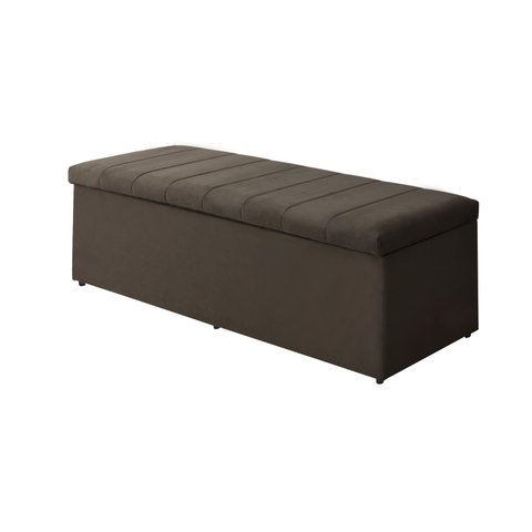 Calçadeira Baú Vitoria 120 cm Suede Marrom Escuro