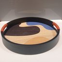 Ver imagem 2 de Bandeja Decorativa para Servir Redondo Mdf 4x30x30cm Preto