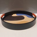 Ver imagem 4 de Bandeja Decorativa para Servir Redondo Mdf 4x30x30cm Preto