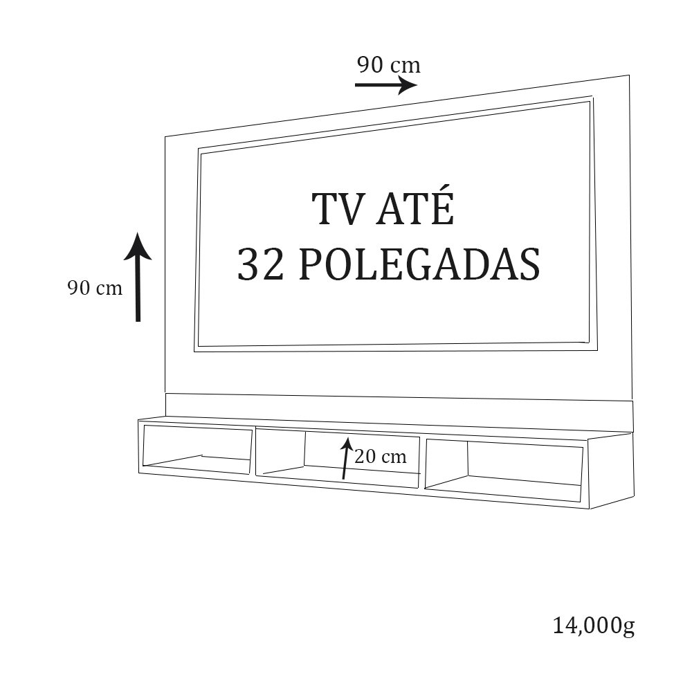 PAINEL PARA TV ATE 32 POLEGADAS 3 NICHOS TROVARELLI MADEIRADO - 3