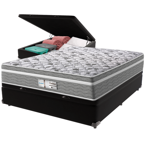 Cama Box Baú e Colchão Evolution Molas Ensacadas Casal Probel: Preto