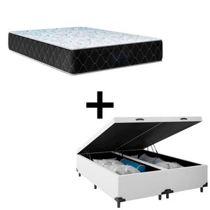Cama Baú Casal 138 Bipartido Tecido Sintético Branco com Colchão Marrocos - Poliéster - Espuma D33 3