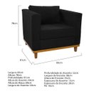 Ver imagem 4 de Kit Sofá 2 Lugares e Poltrona Europa Corano ADJ Decor - Preto