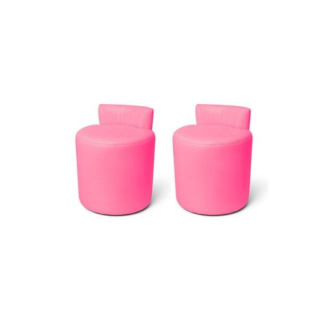 Kit 2 Puff'S Banqueta Alto Confortável Reforçado Minimalista Roma Corino